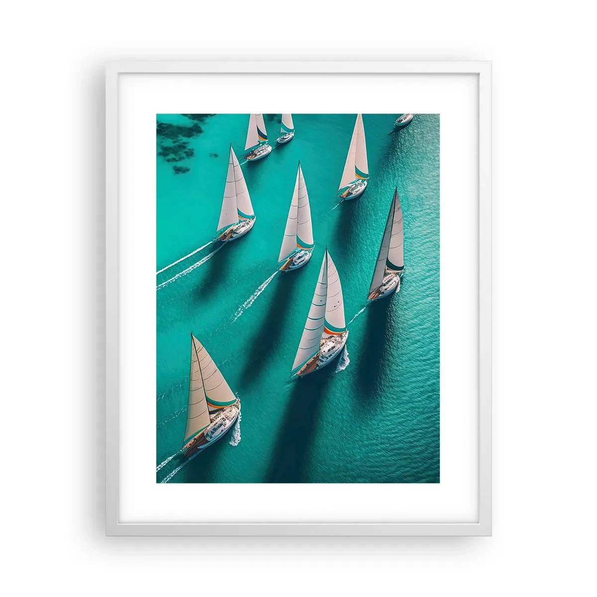 Poster in een witte lijst - In een wedstrijd met de wind - 40x50 cm
