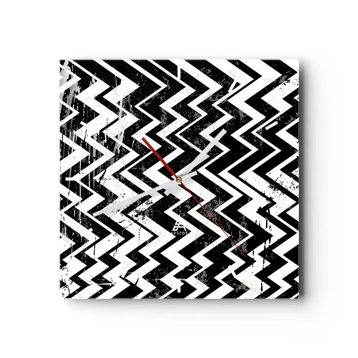 Wandklok - Klok - Zyg-wit, zag-zwart - 30x30 cm