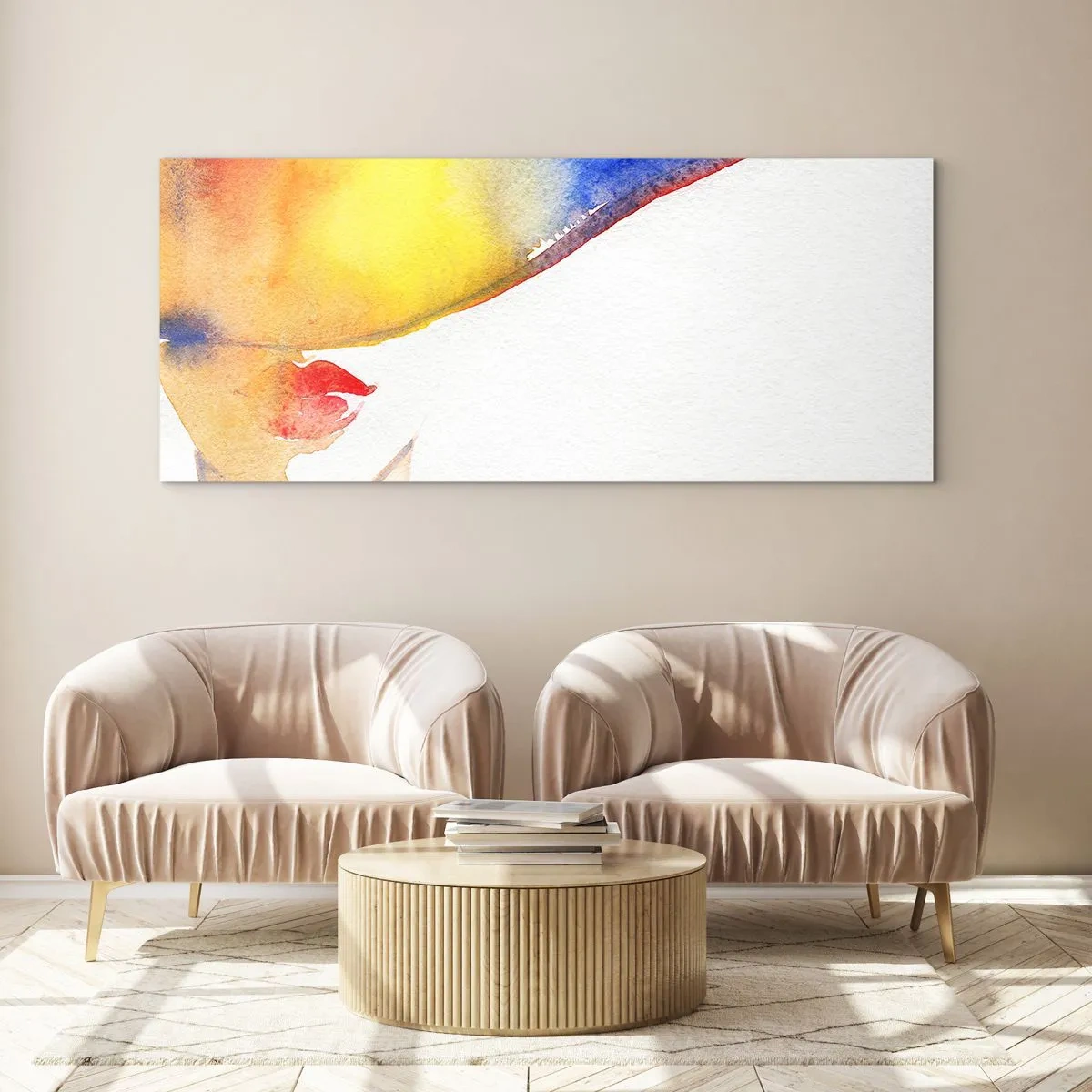 Schilderen op glas - Portret van een dame - 140x50 cm