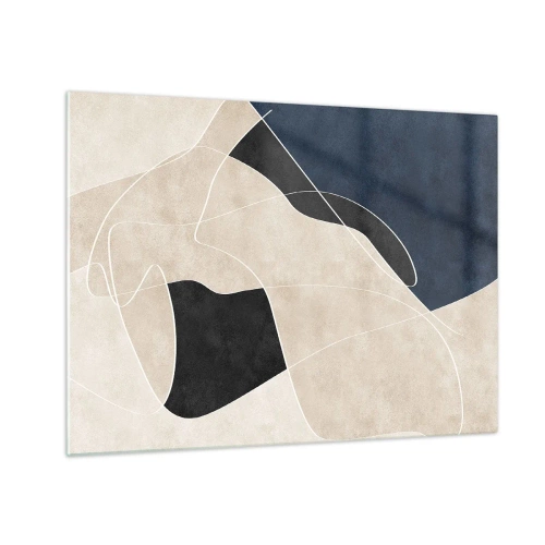 Schilderen op glas - Moderne abstractie met contrasterende vormen en lijnen - 70x50cm - Abstracte compositie – kleurcontrast - Moderne wanddecoratie voor woonkamer en slaapkamer ARTTOR