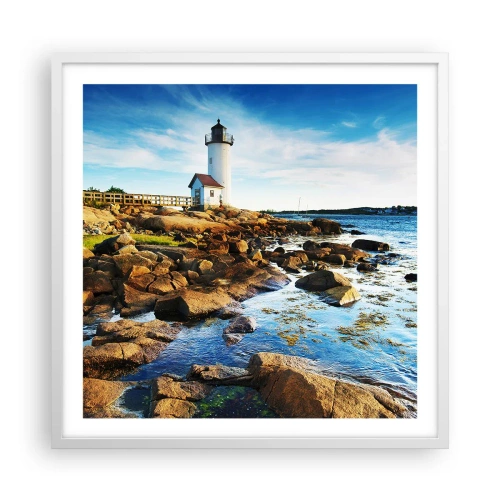 Poster in een witte lijst - Kom blij terug, ik wacht - 60x60 cm