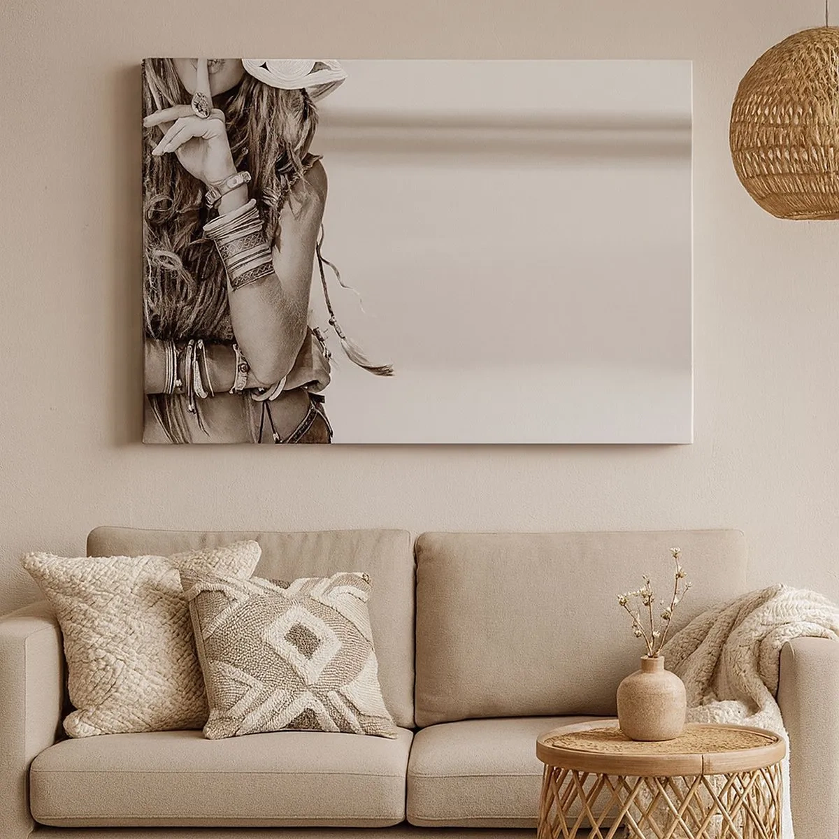 Schilderen op canvas - Portret van een boho-vrouw met sieraden - 70x50cm - Waarom een