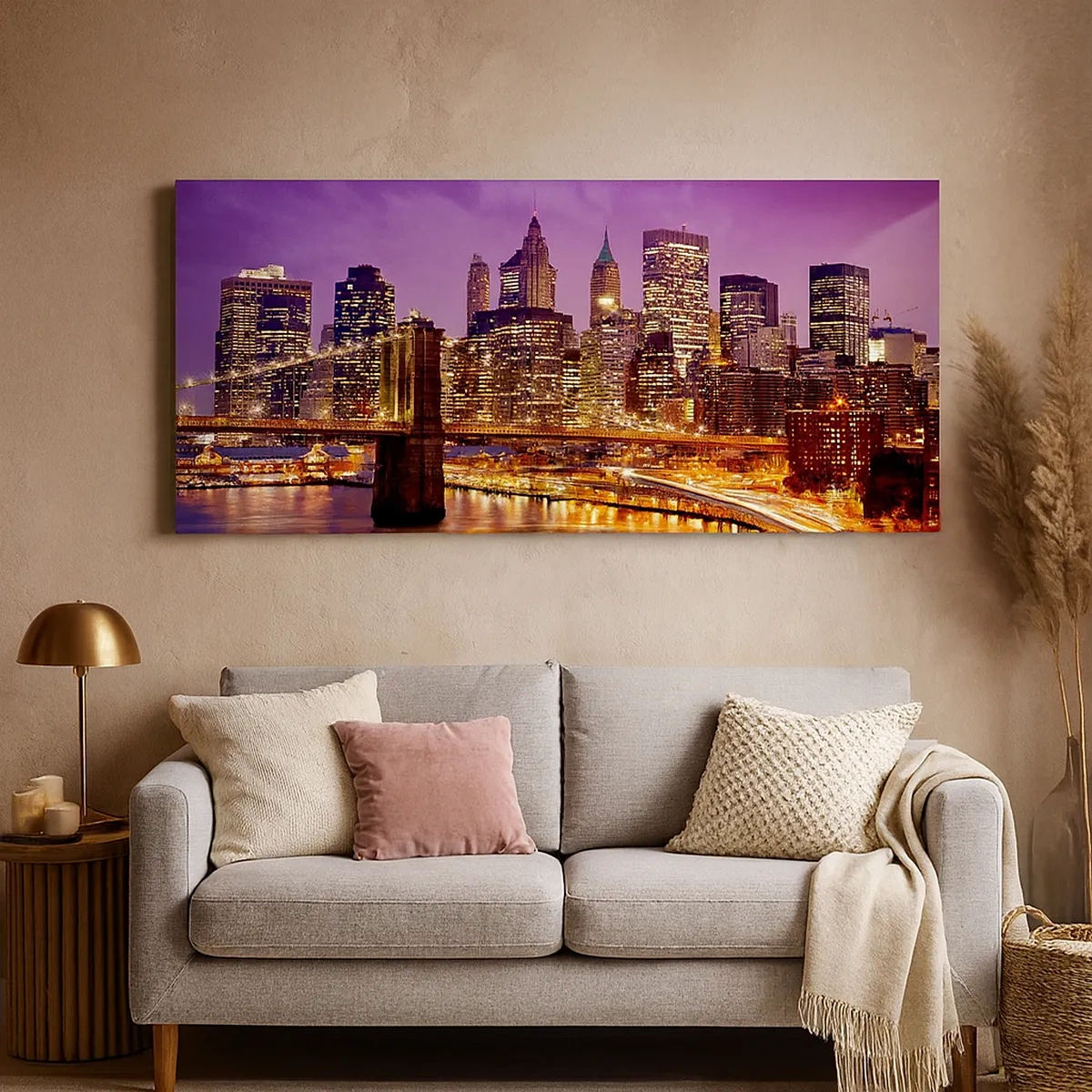 Schilderen op canvas - Violet-goud Manhattan - 30x30 cm