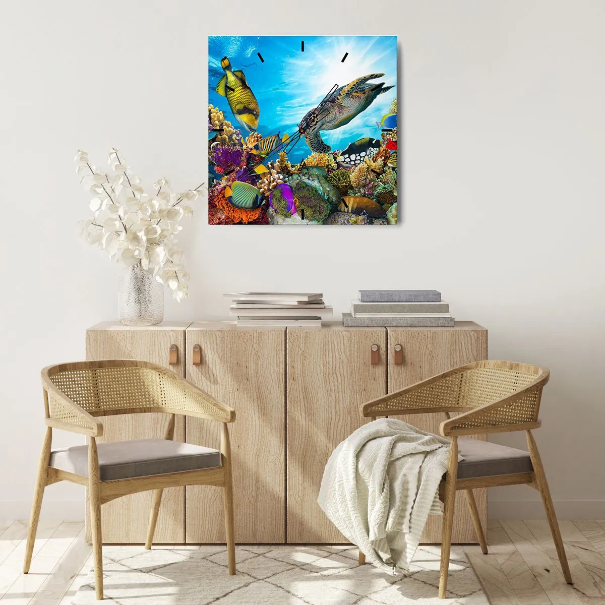 Wandklok - Klok - Koraalpromenade - 40x40 cm