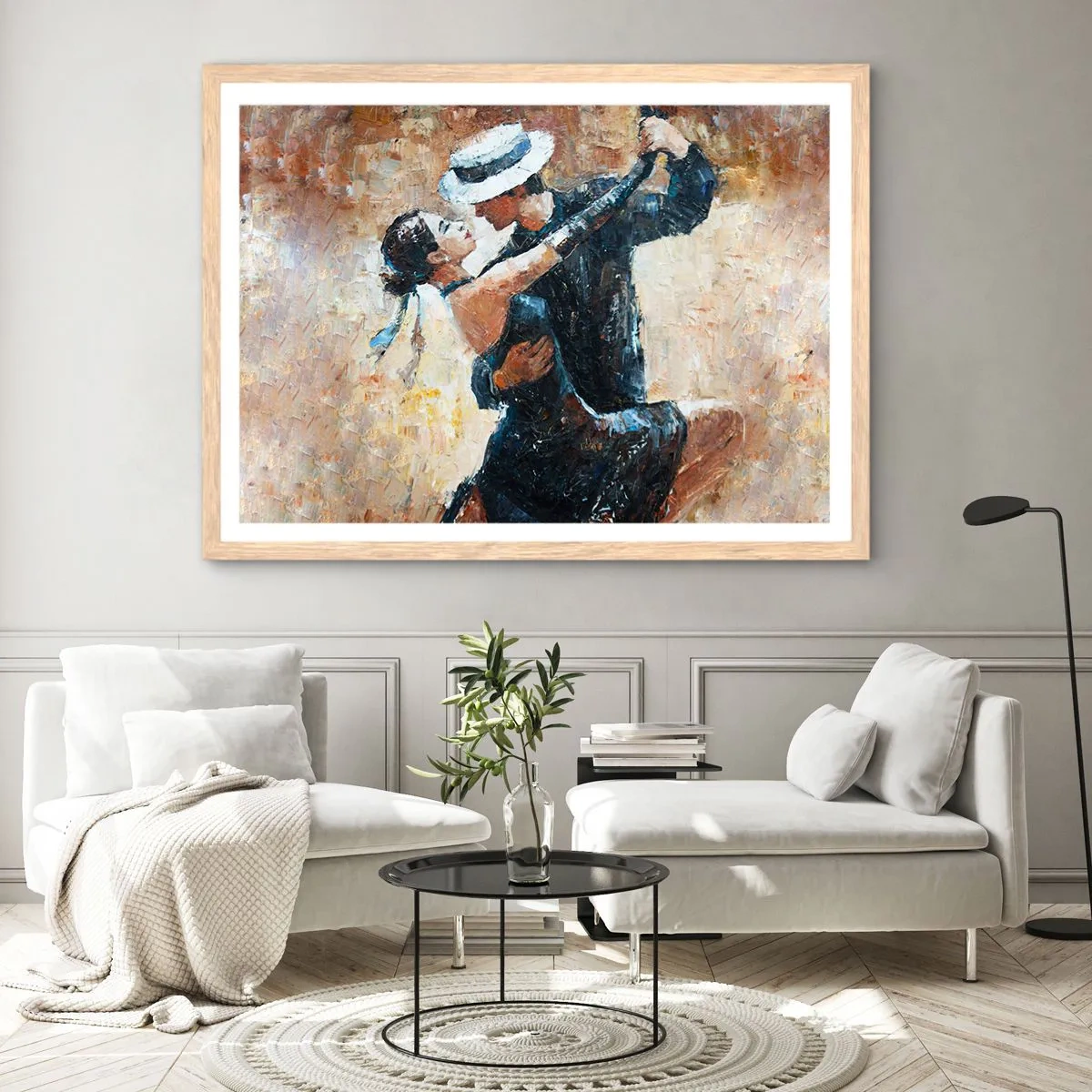 Een poster in een licht eiken lijst - A la Rudolf Valentino - 100x70 cm