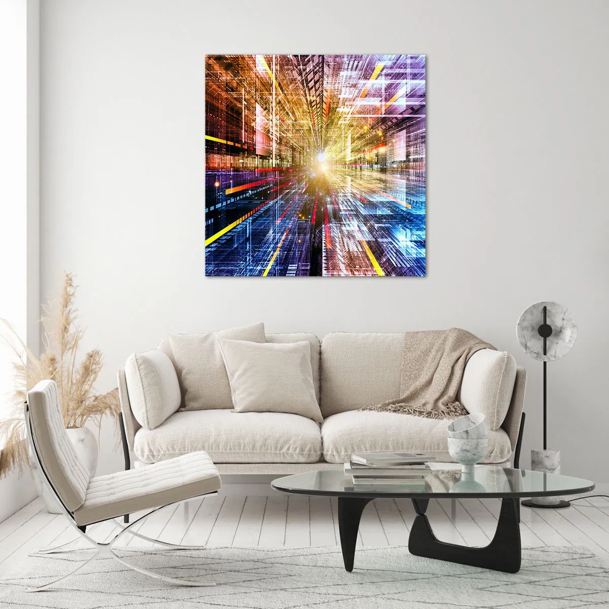 Schilderen op glas - Lichtgevende gang - 50x50 cm