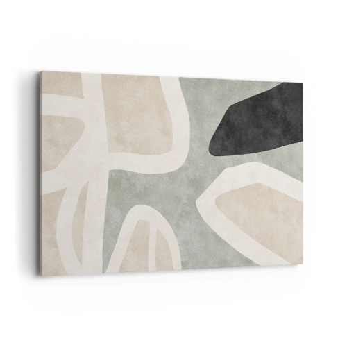 Schilderen op canvas - Compositie met een zwart motief - 100x70 cm