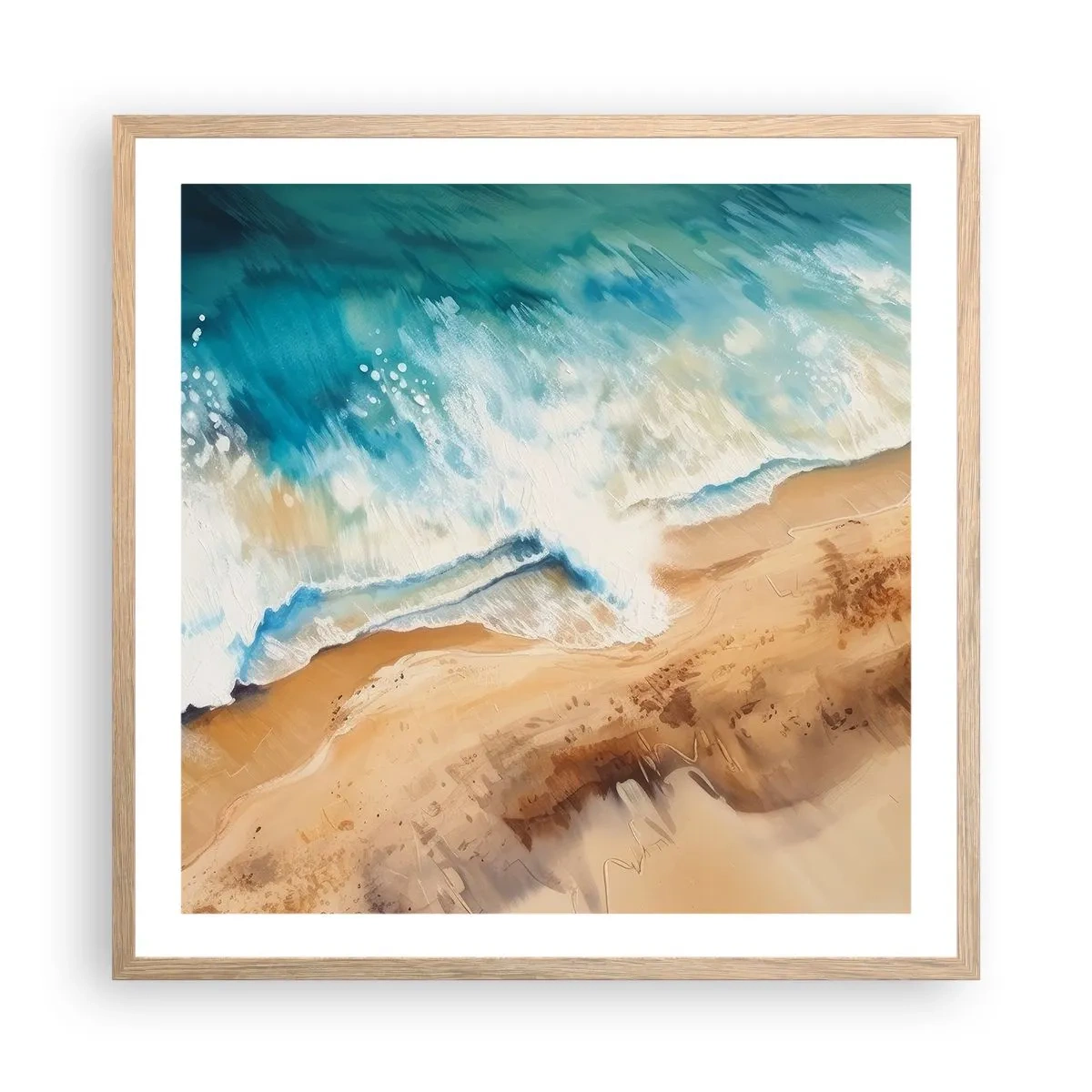 Een poster in een licht eiken lijst - De terugkerende golf - 60x60 cm