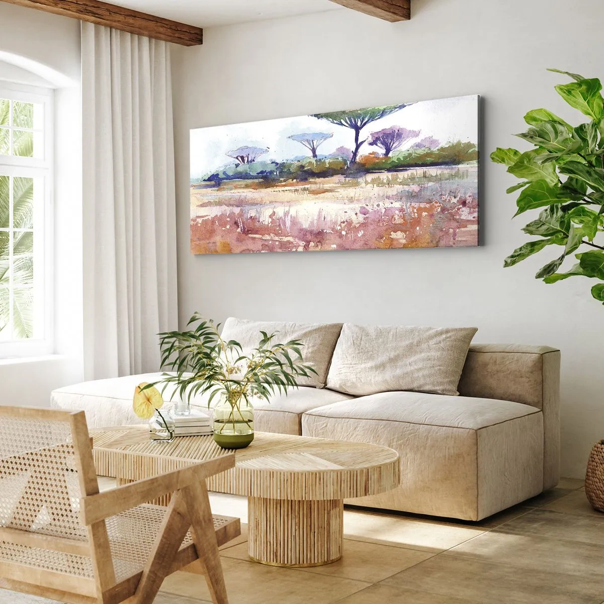 Schilderen op canvas - Savanne kleuren - 120x50 cm