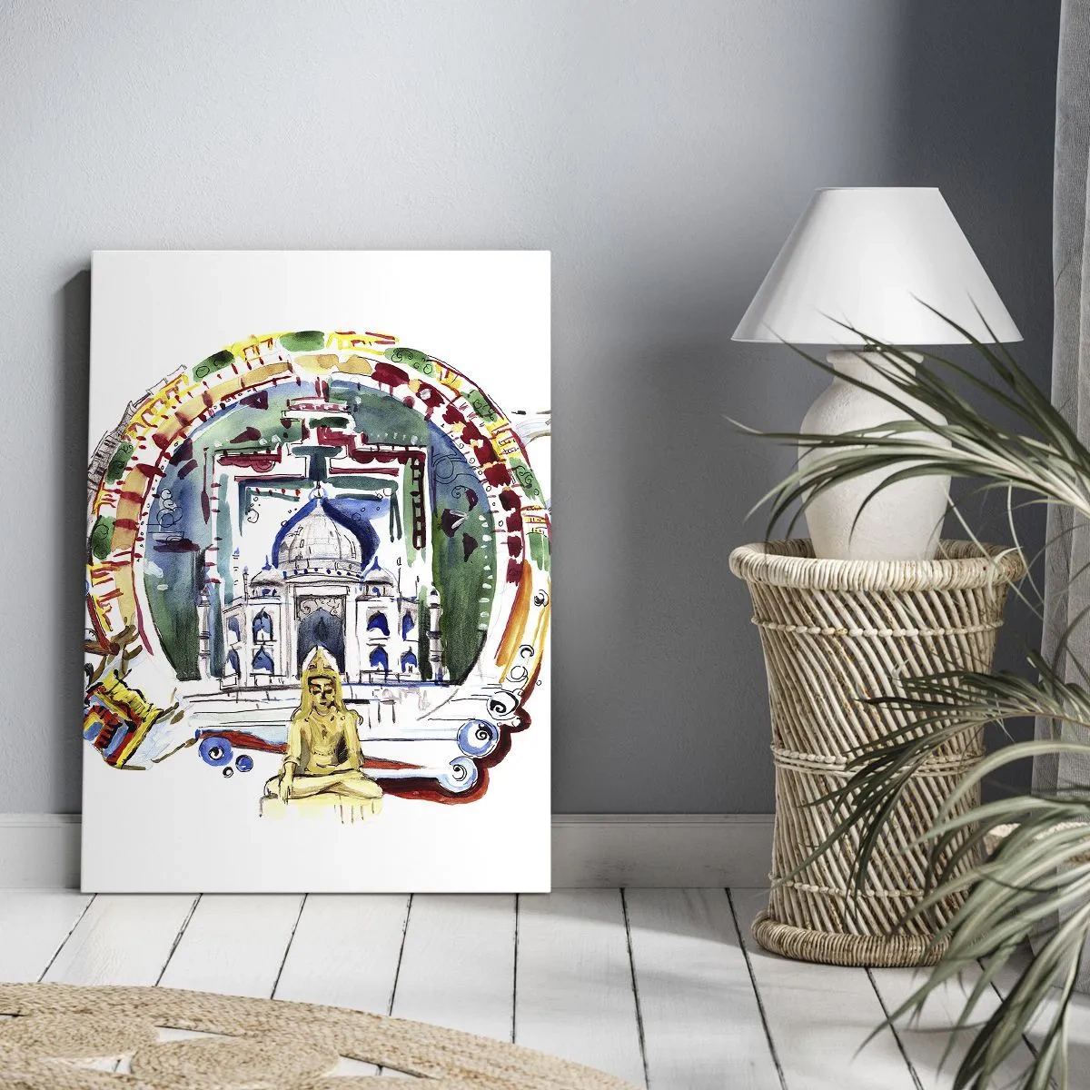 Schilderen op canvas - Hindoe wereld balans - 70x100 cm