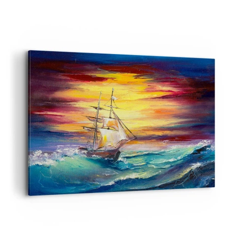 Schilderen op canvas - Dapper onder de golven - 100x70 cm