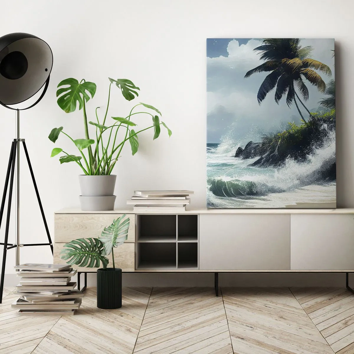 Schilderen op canvas - Op een tropische kust - 65x120 cm