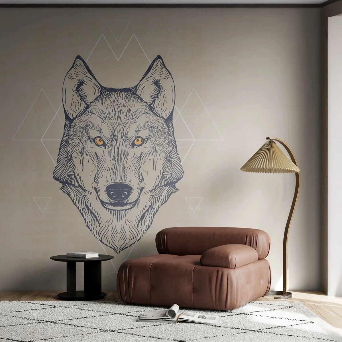 Fotobehang Premium Sand - Een alfa met een indringende blik - Dieren, Hond, Huskies - 300x210 cm