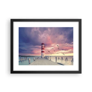 Poster in een zwarte lijst - Het is tijd naar de haven te gaan - 40x30 cm