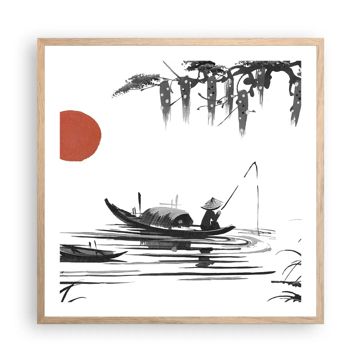Een poster in een licht eiken lijst - Aziatische middag - 60x60 cm