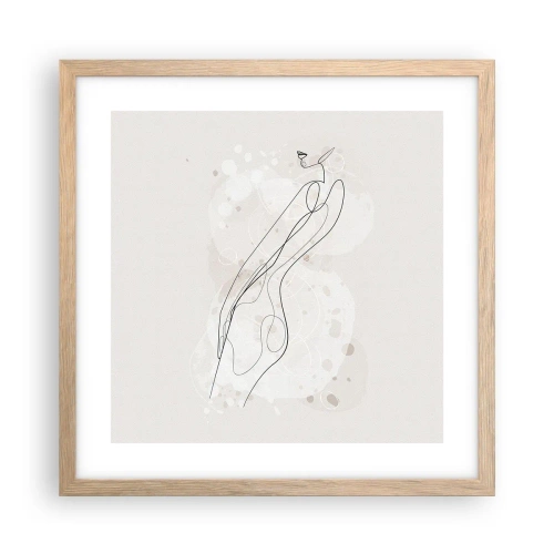 Een poster in een licht eiken lijst - De blik dwaalt af - 40x40 cm