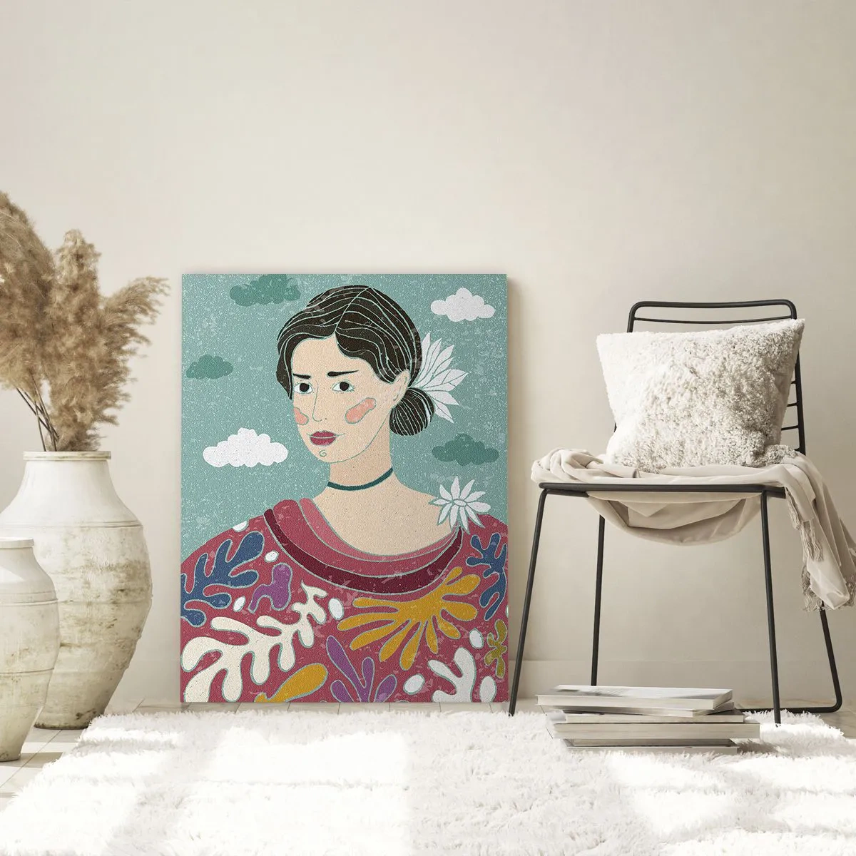 Schilderen op glas - Met melancholie in de ogen - 80x120 cm