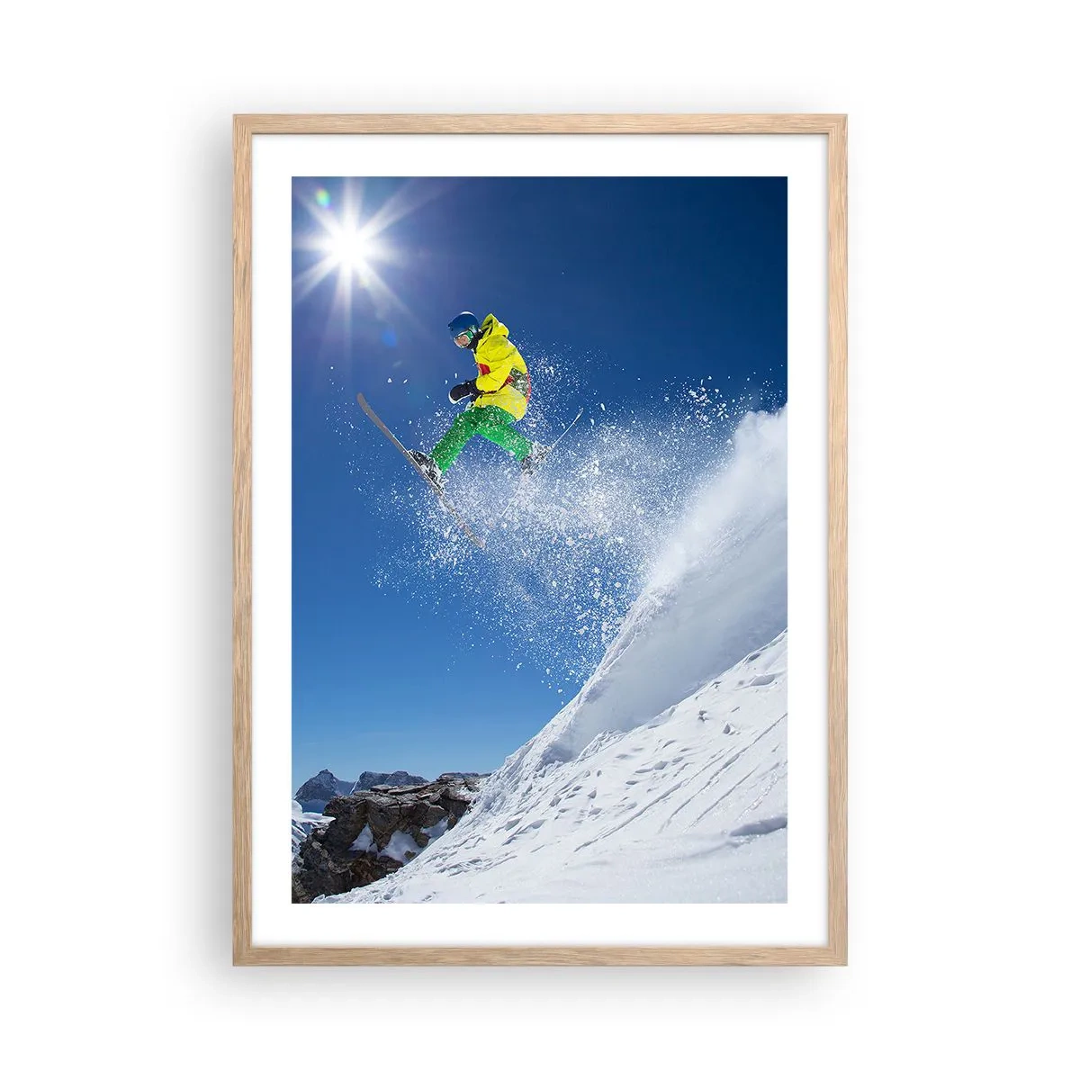 Een poster in een licht eiken lijst - Dansend met de bergen - 50x70 cm