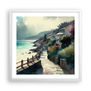 Poster in een witte lijst - Mediterrane stad - 50x50 cm