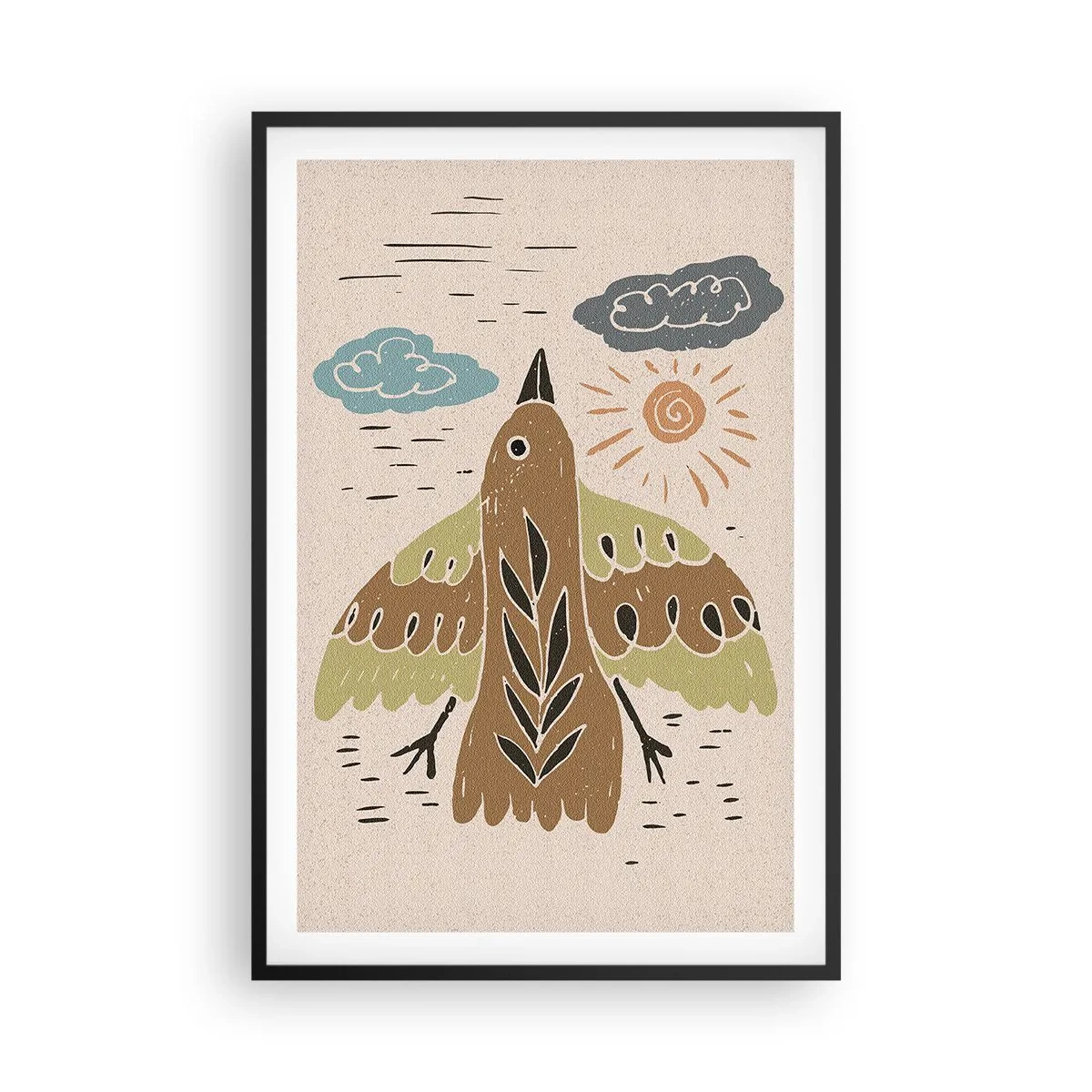 Poster in een zwarte lijst - Een vreugdevolle vlucht - 61x91 cm