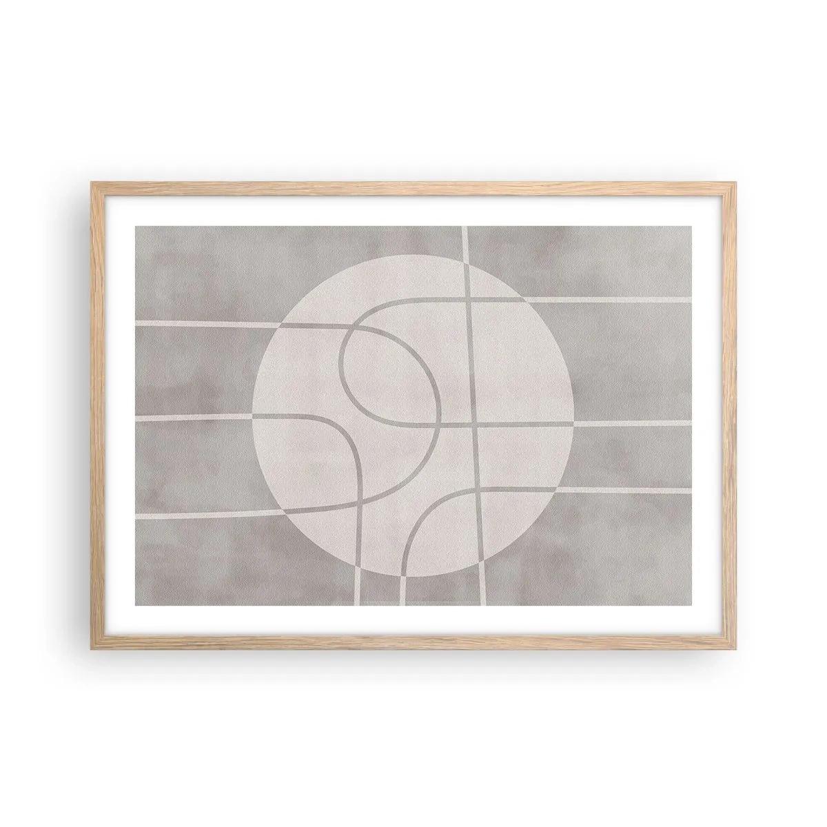 Een poster in een licht eiken lijst - Rond en rechtdoor - 70x50 cm