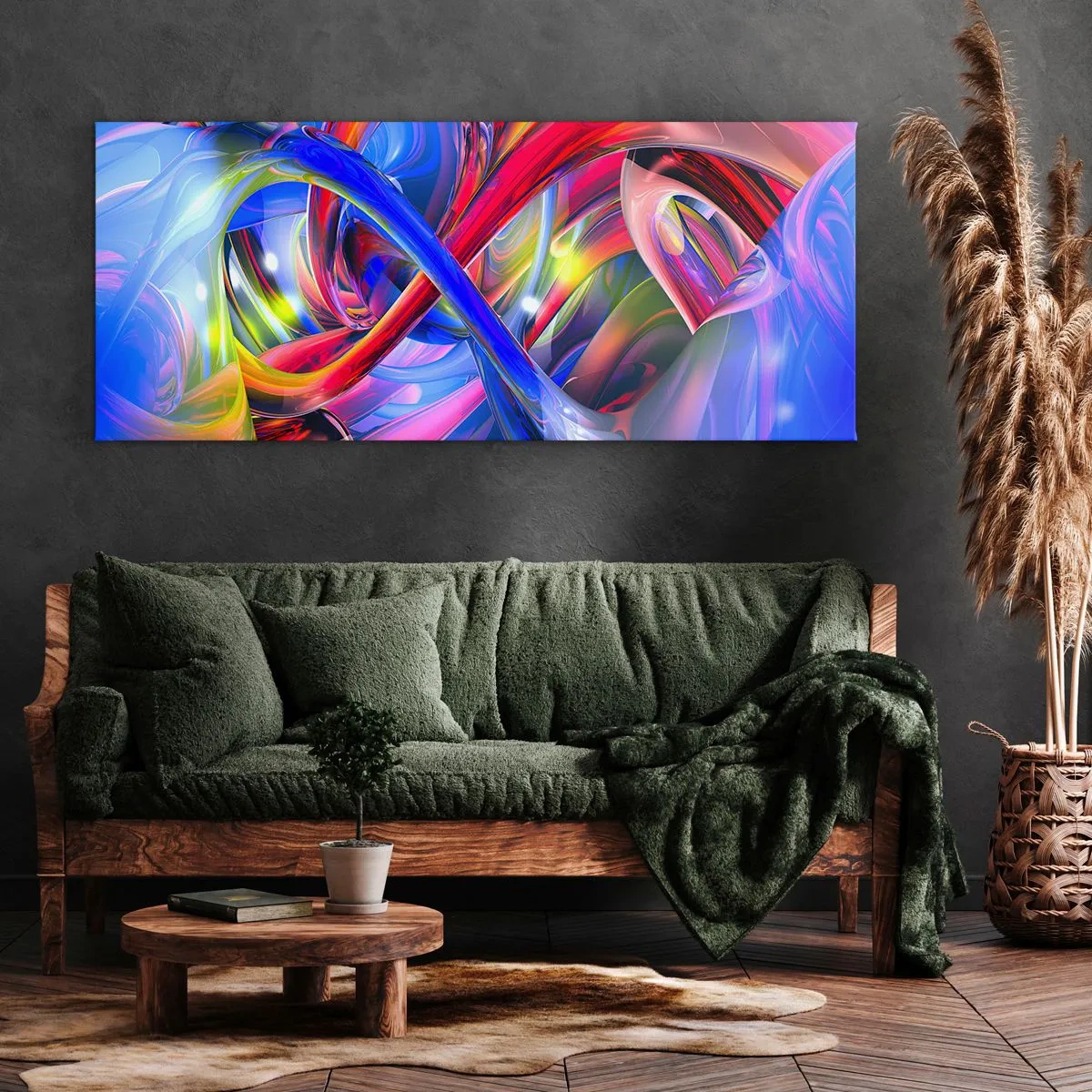 Schilderen op canvas - Een dans van kleuren - 120x50 cm