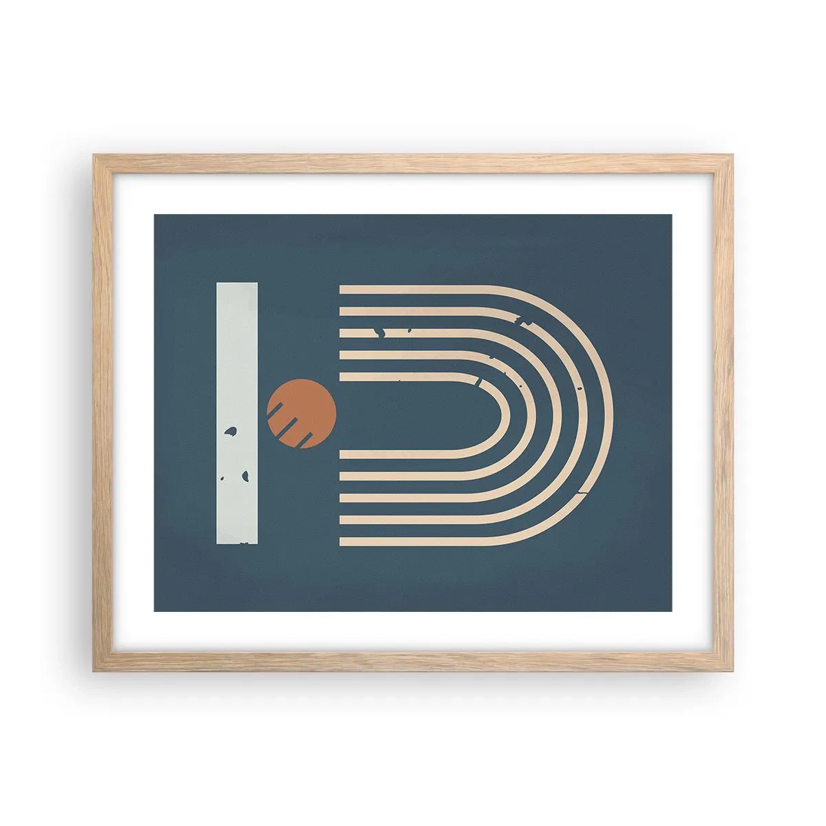 Een poster in een licht eiken lijst - Geometrie op de granaatappel - 50x40 cm