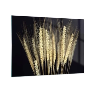 Schilderen op glas - Korrel in warme tinten op een zwarte achtergrond - 70x50cm - Rustieke magie - Moderne wanddecoratie voor woonkamer en slaapkamer ARTTOR