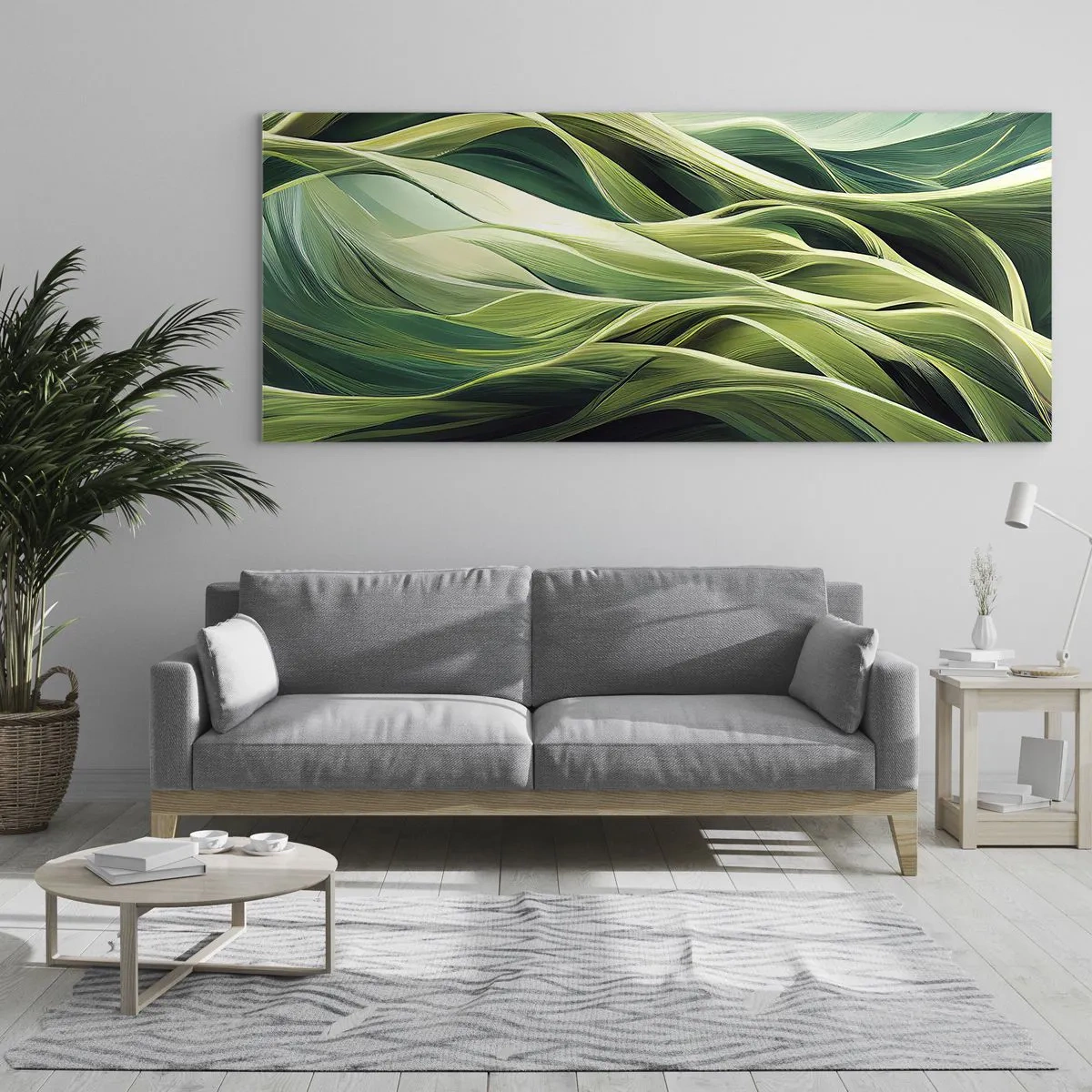 Schilderen op glas - Abstract groen spel - 100x40 cm