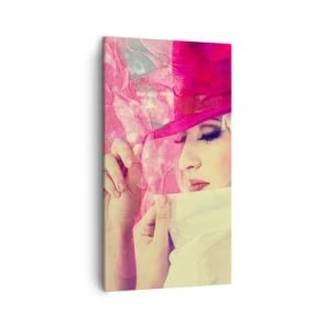 Schilderen op canvas - Retro portret in een roze mist - 45x80 cm