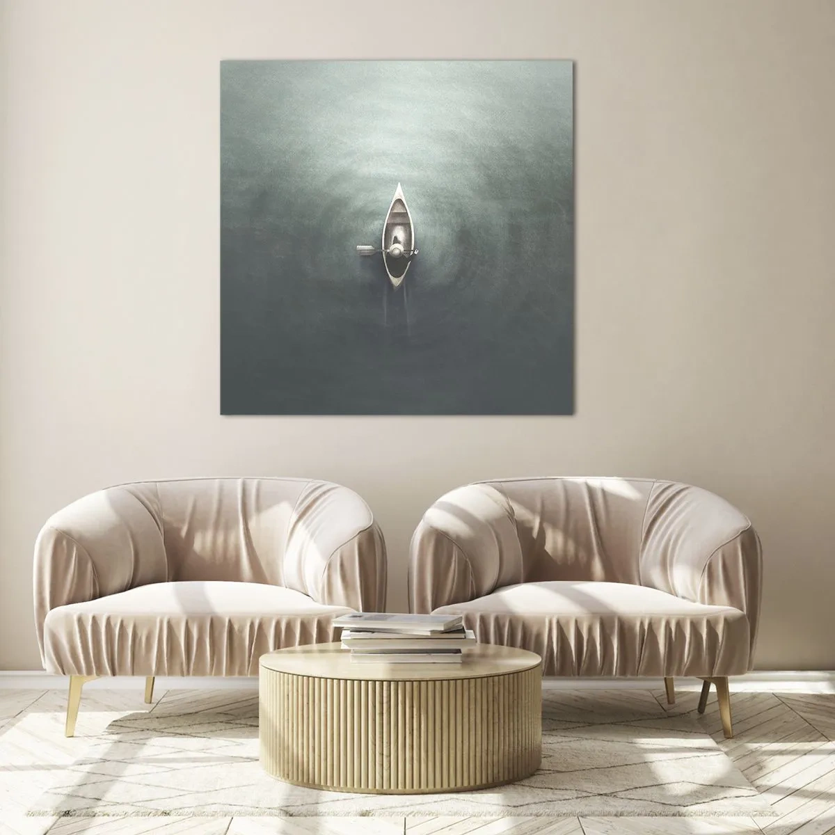 Schilderen op glas - Door het maanmeer - 60x60 cm