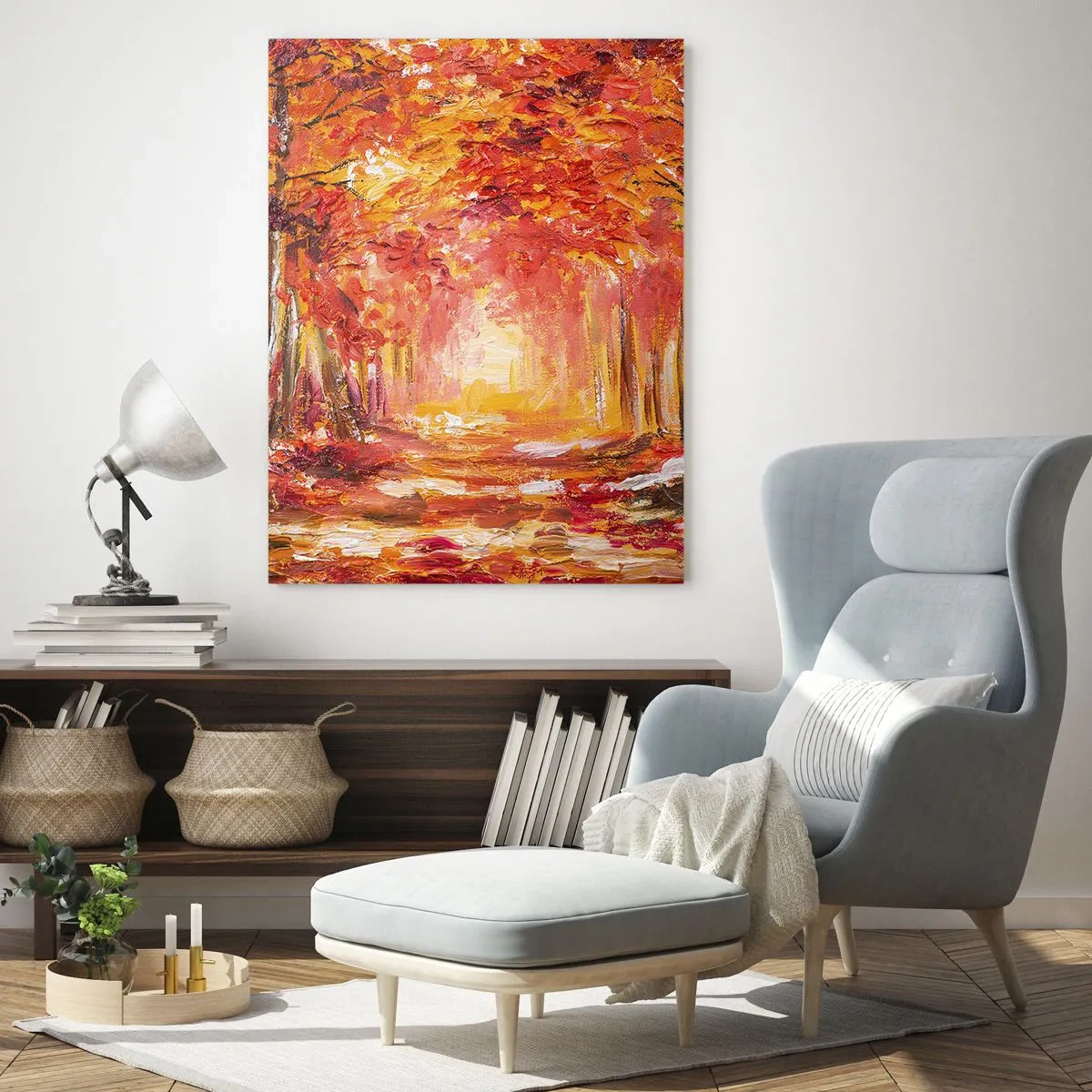 Schilderen op glas - Koperen bos - 50x70 cm