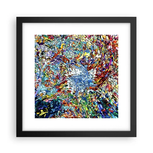 Poster in een zwarte lijst - Glas in lood druppel - 30x30 cm