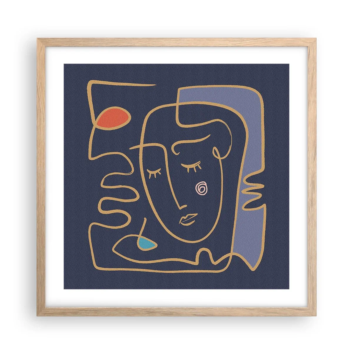 Een poster in een licht eiken lijst - In nadenken - 50x50 cm