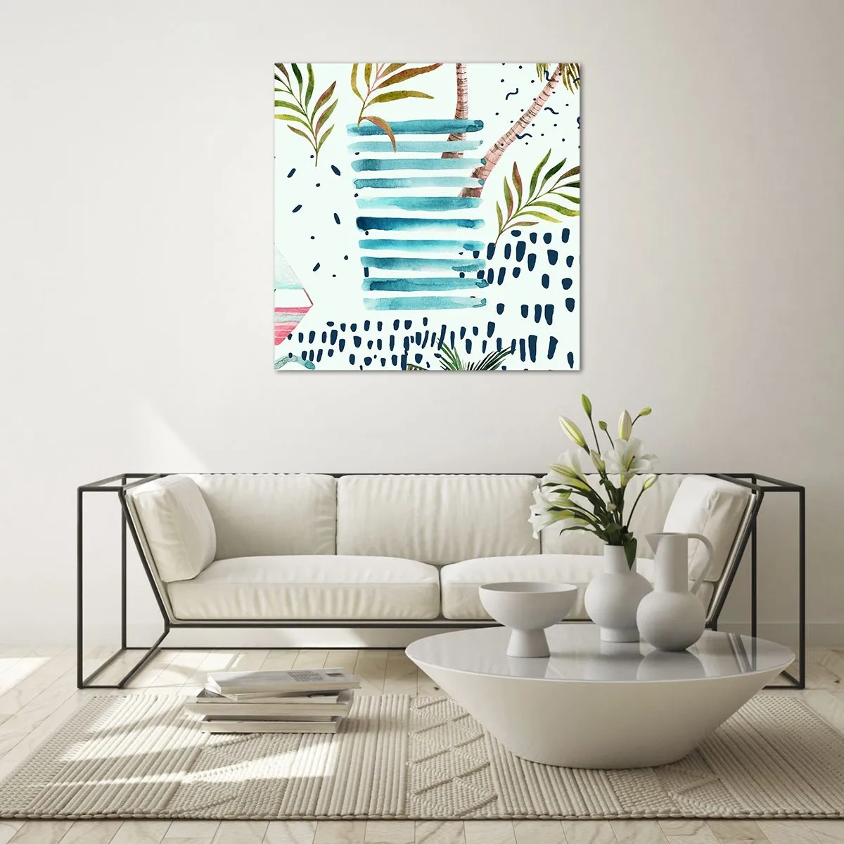 Schilderen op glas - Vakantie onder palmbomen - 60x60 cm