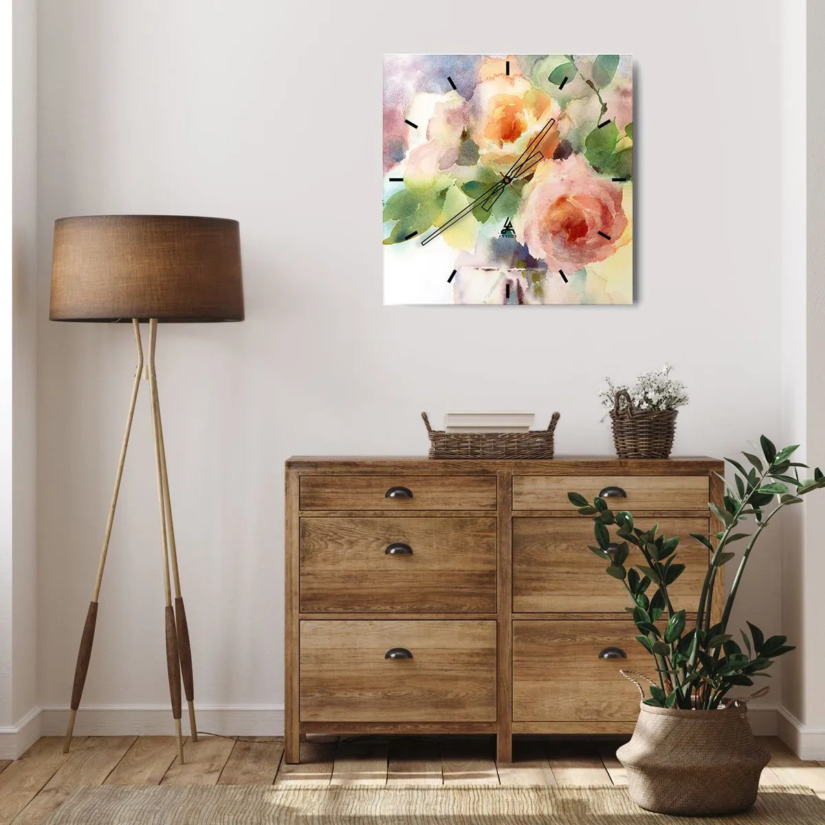 Wandklok - Klok - Delicaat als aquarel - 40x40 cm