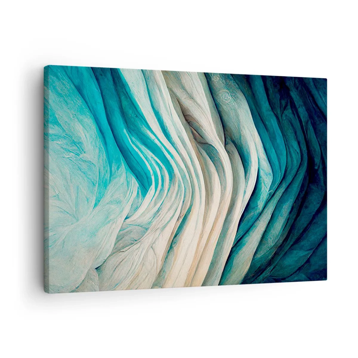 Schilderen op canvas - Dynamische golven in tinten blauw en wit - 70x50cm - Blauwe onverzadigbaarheid - Moderne wanddecoratie voor woonkamer en slaapkamer ARTTOR