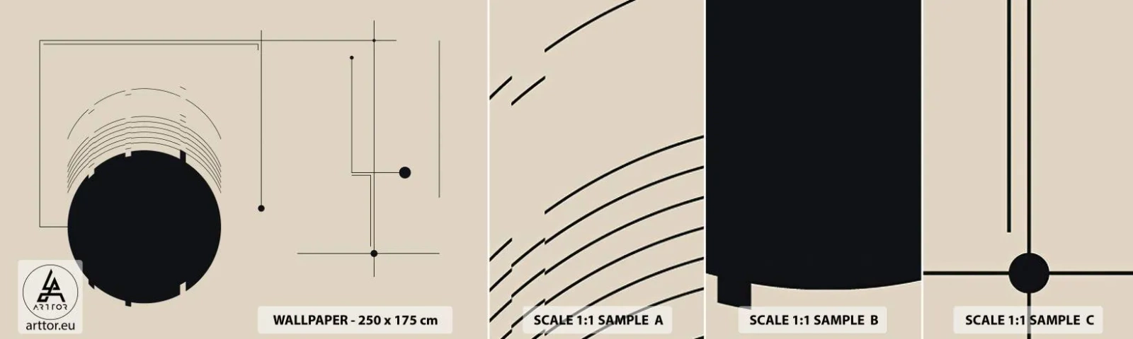 Fotobehang Monster Zelfklevend Deluxe Sticker - Een flexibele en dynamische compositie - Geometrisch, Minimalisme, Stijlvol - 100x30 cm