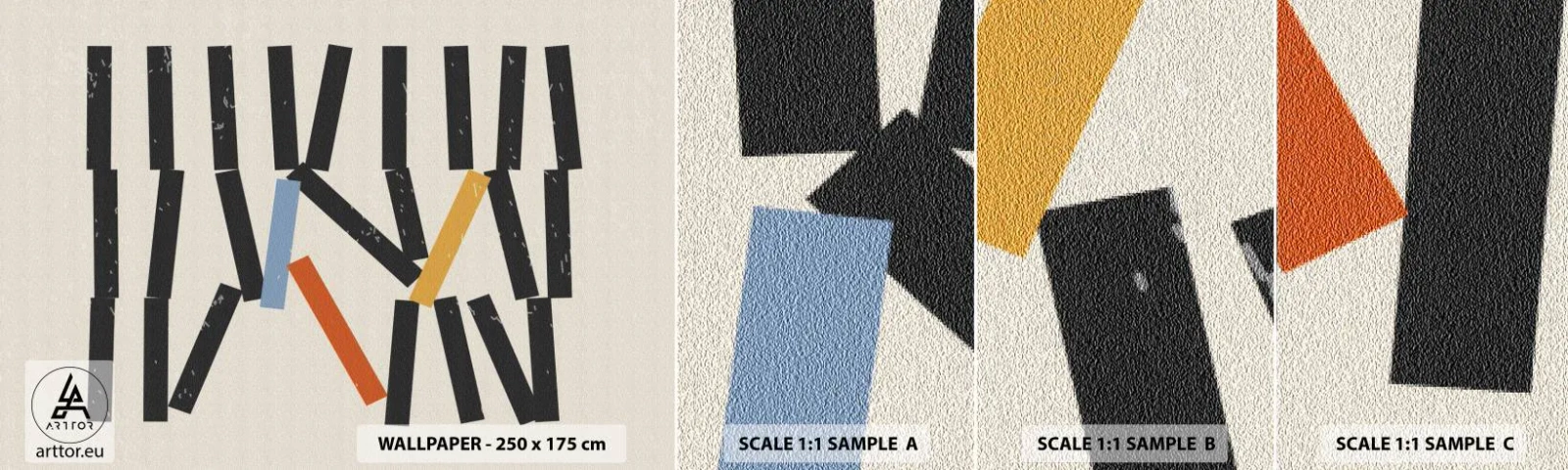 Fotobehang Monster Zelfklevend Deluxe Sticker - Domino – compositie - Minimalisme, Hipster, Modern - 100x30 cm