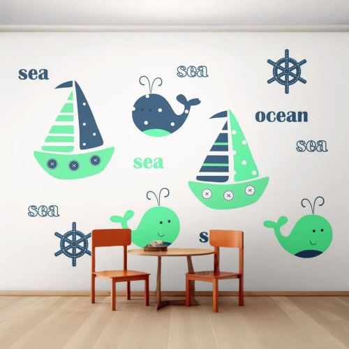 Fotobehang Premium Canvas - Over de zeeën en oceanen - Voor kinderen, Nautisch, Zeilboot - 250x175 cm
