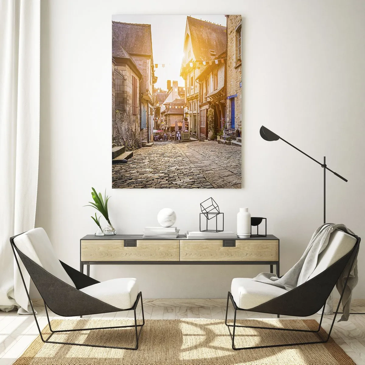 Schilderen op glas - De witte geest van het stadje - 50x70 cm