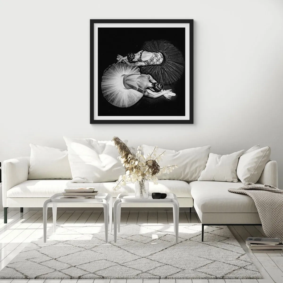 Poster in een zwarte lijst - Jin en Jang - perfecte balans - 40x40 cm