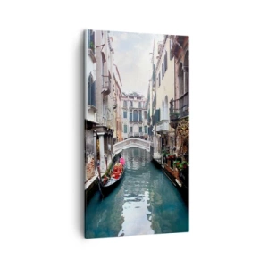 Schilderen op canvas - Venetiaans landschap met een gondel en een brug - 45x80 cm