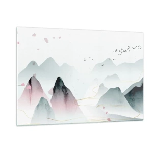 Schilderen op glas - Over de toppen - 120x80 cm