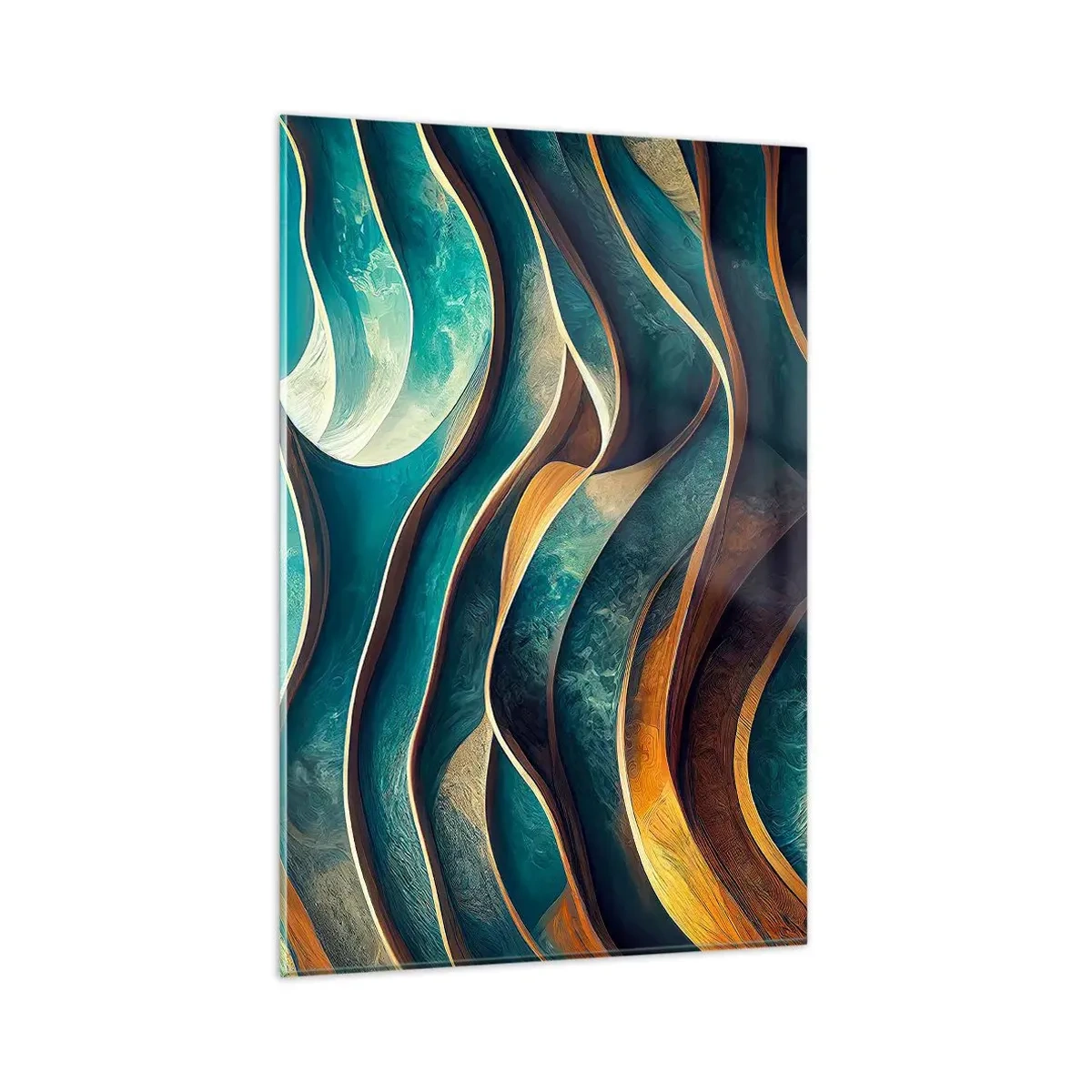 Schilderen op glas - Meanders van blauw - 80x120 cm