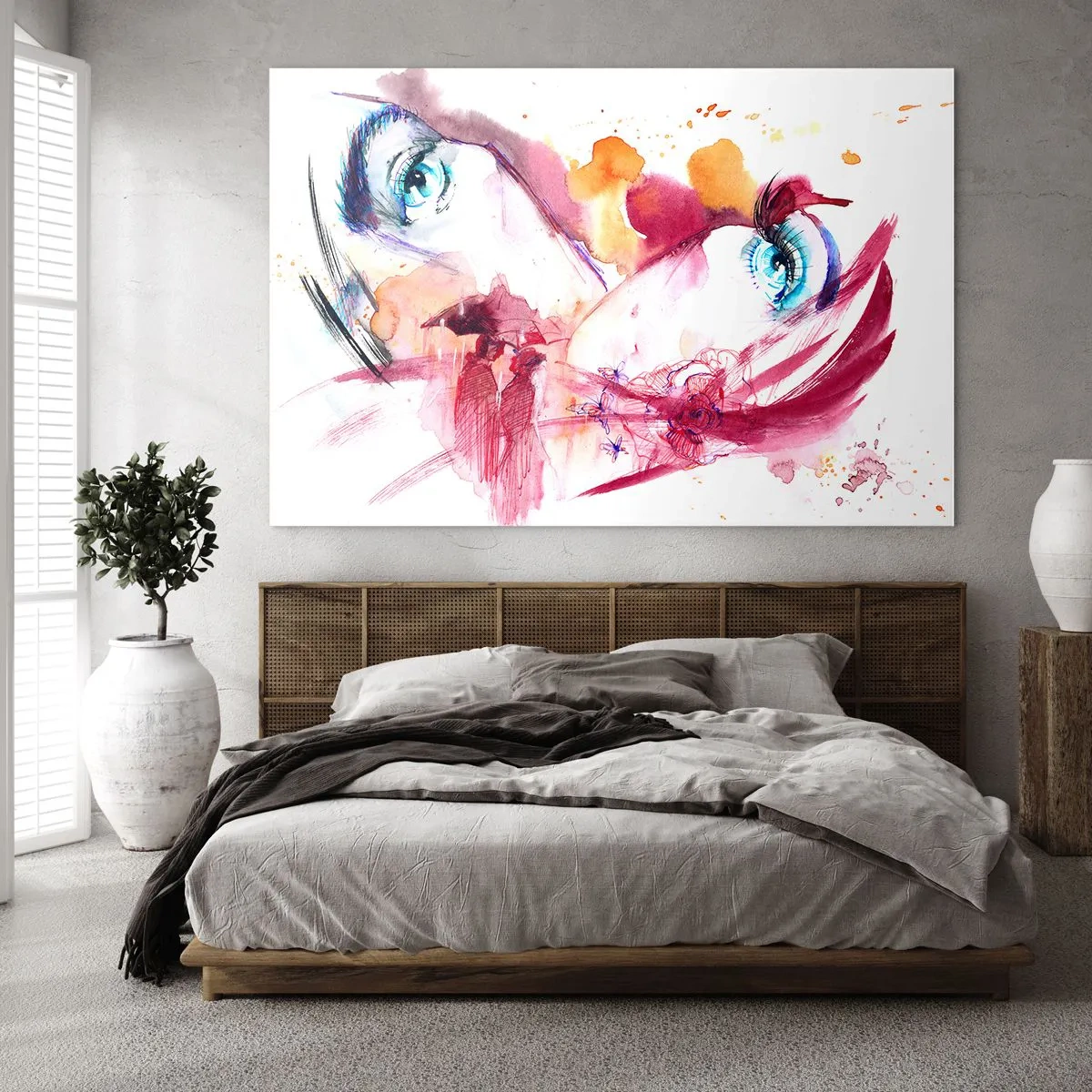 Schilderen op glas - Abstracte look met kleurrijke details en figuren - 70x50cm - De wereld gedijt in nabijheid - Moderne wanddecoratie voor woonkamer en slaapkamer ARTTOR