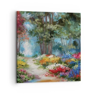 Schilderen op canvas - Bostuin, bloemenbos - 70x70 cm