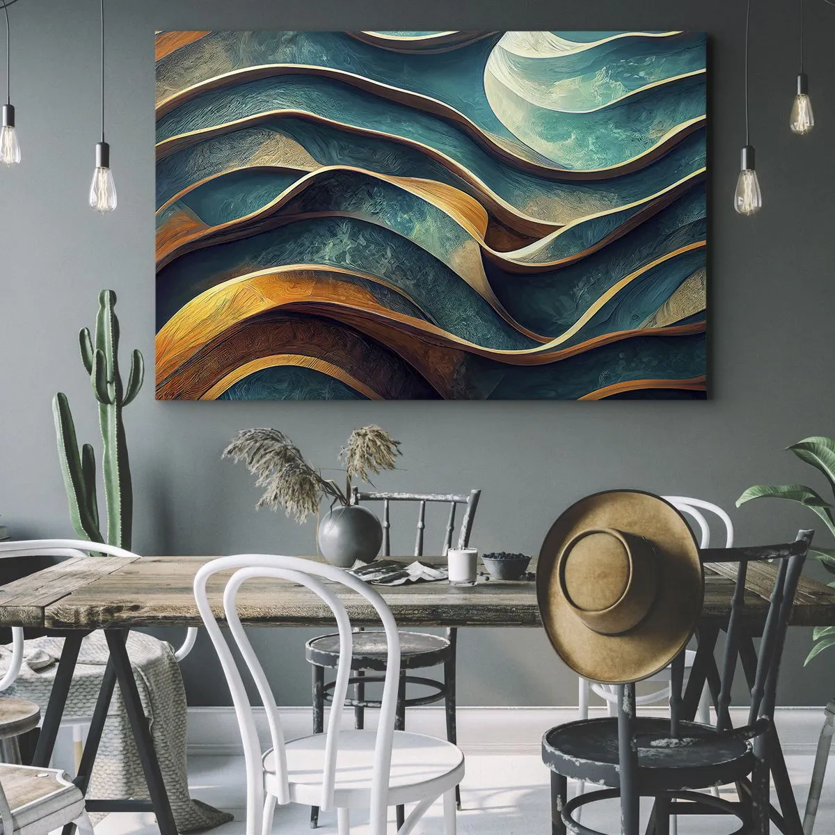 Schilderen op canvas - Meanders van blauw - 120x80 cm