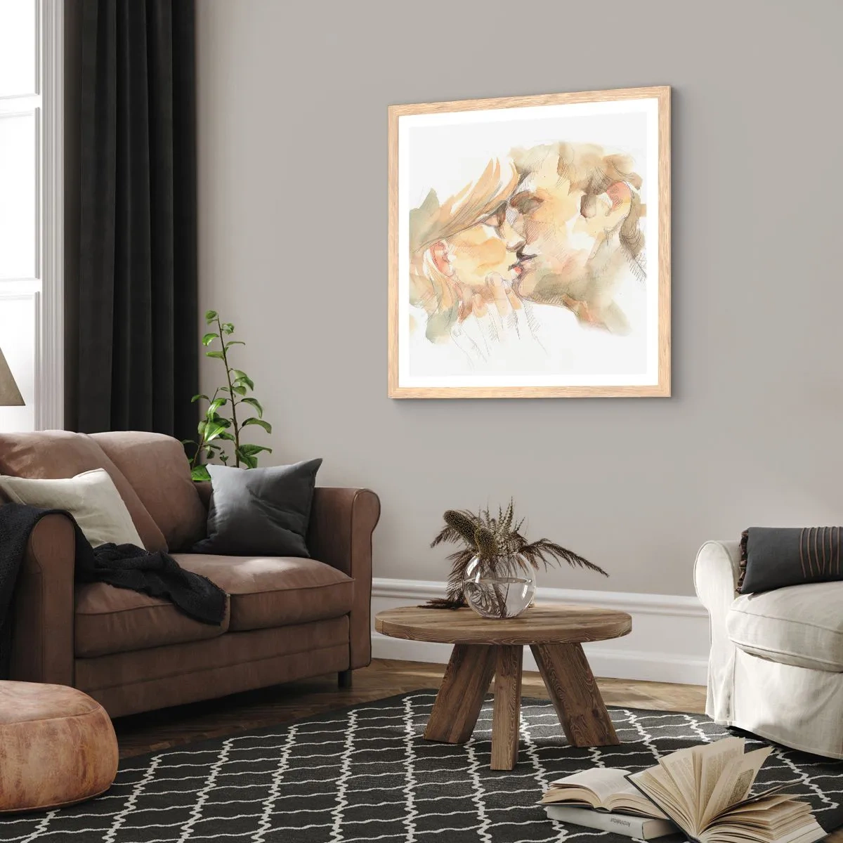 Een poster in een licht eiken lijst - De helft gevonden? - 50x50 cm