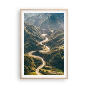 Een poster in een licht eiken lijst - Recht uit het hart van de bergen - 61x91 cm